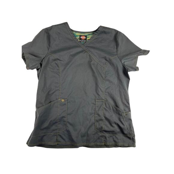 Dickies Medical Scrub Top XL Gray V-Neck Short Sleeve Unisex Healthcare - Picture 1 of 8